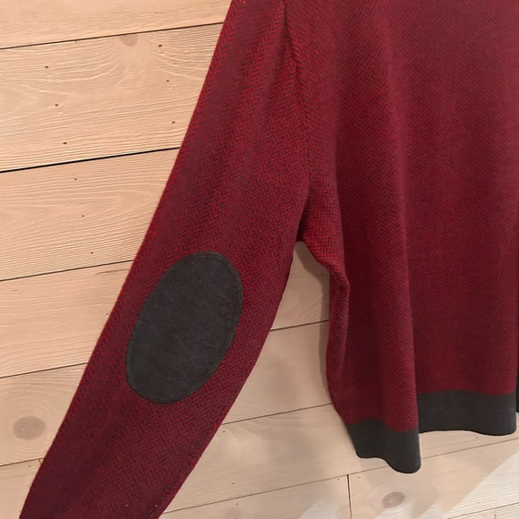 Daniel Cremieux Maroon Half Zip-Up Sweater with Dark Gray Trim - Picture 9 of 10